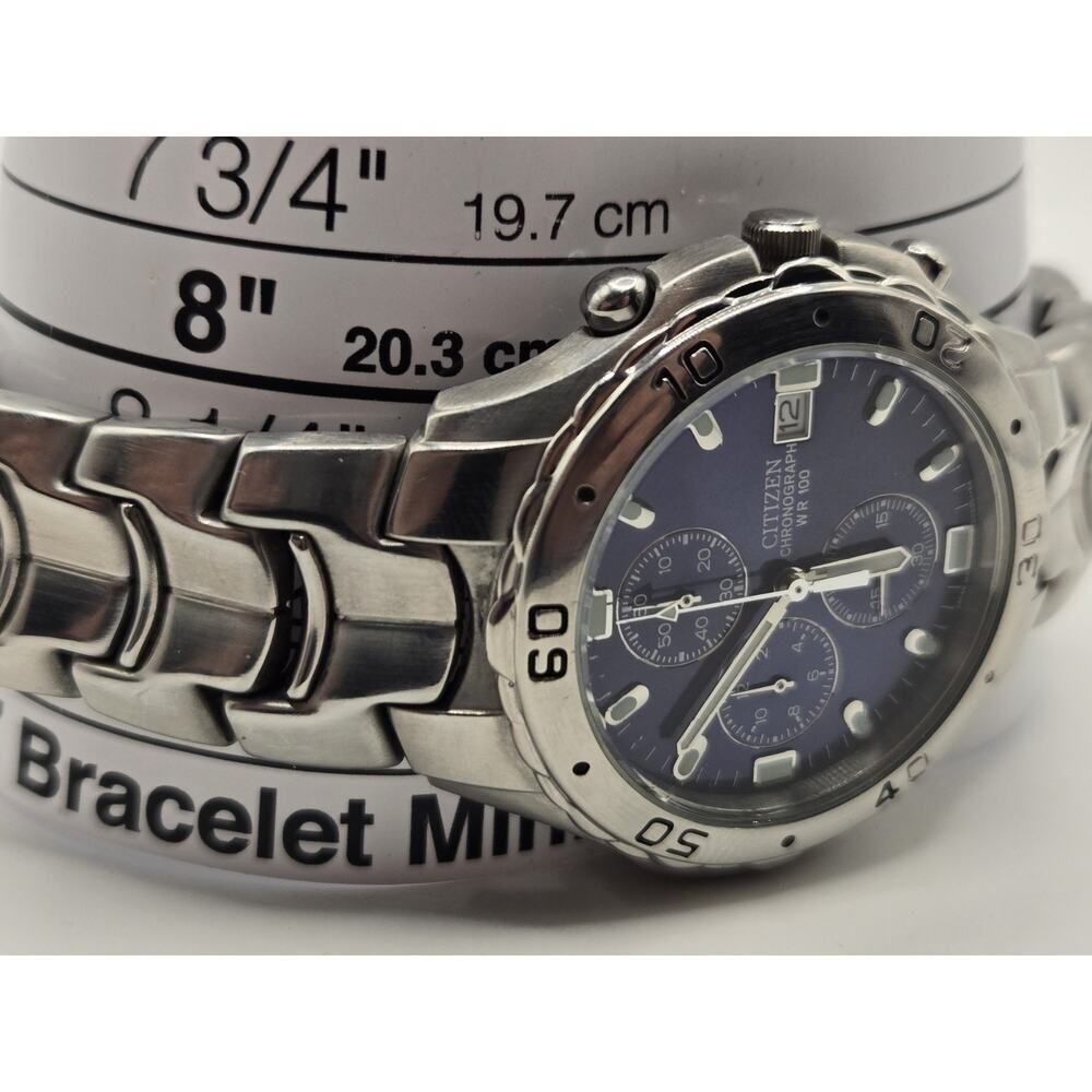 Citizen Chronograph 42mm Watch 0510-S92294 GN-4-S. New Battery. 8.5+" Band - Picture 10 of 10